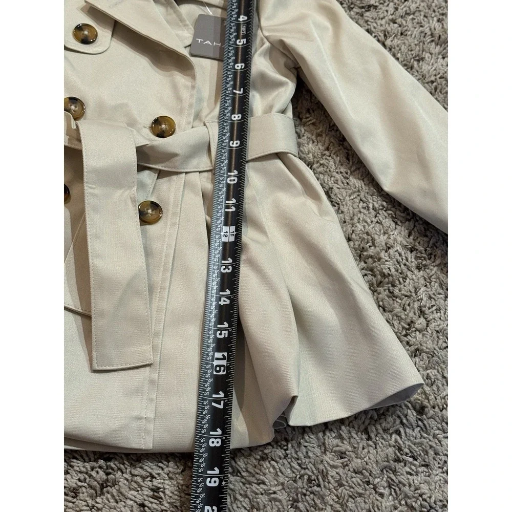 Tahari Kids Girls Trench Coat 2T Beige Belted‎ Double Breasted Classic Jacket
